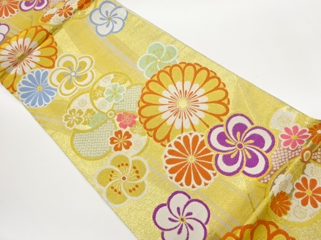 JAPANESE KIMONO / FUKURO OBI / SILK / WOVEN FLOWERS